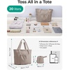 image:imageBAGSMART Foldable Tote Bag with Drawstring Bag Tote Bag Shoulder Bag Top Handle Handbag for Travel Work Beach GymGrayish Brown