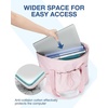 image:imageBAGSMART Foldable Tote Bag with Drawstring Bag Tote Bag Shoulder Bag Top Handle Handbag for Travel Work Beach GymPink 1