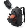 image:imageBAGSMART Gym Backpack for Men with Shoe Compartment for MultiSport  WaterResistant MultiSport Gym Storage Expandable Pocket Fits Basketball Football Shoe Compartment Separates Swim GearJet Black