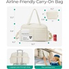 image:imageBAGSMART Gym Bag for Women Lightweight Puffer Duffle Bag 2PC Travel Bag 31L Weekender Overnight Bag Quilted Carry On Tote Bag Diaper Hospital Dance Bag for Travel Gym Water Resistant PinkBeige
