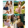 image:imageBAGSMART Gym Bag for Women Lightweight Puffer Duffle Bag 2PC Travel Bag 31L Weekender Overnight Bag Quilted Carry On Tote Bag Diaper Hospital Dance Bag for Travel Gym Water Resistant PinkCoffee Brown