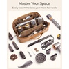 image:imageBAGSMART Hair Tool Organizer Travel Bag Compatible with Dyson Airwrap Shark Hair Dryer Wideopen Accessories Organizer with Heat Resistant Mat Makeup Bag for Dyson Attachments Curling Iron BlackBrownLeather