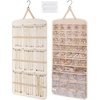image:imageBAGSMART Hanging Jewelry Organizer Necklace Holder Antitangle Earrings Rings Hanger with 20 Jewelry Bags Travel Storage Roll with Pockets Hang on Closet Wall Door1 Piece Large BlackBeige
