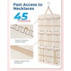 image:imageBAGSMART Hanging Jewelry Organizer Necklace Holder Antitangle Earrings Rings Hanger with 20 Jewelry Bags Travel Storage Roll with Pockets Hang on Closet Wall Door1 Piece Large BlackBeige