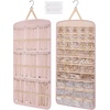 image:imageBAGSMART Hanging Jewelry Organizer Necklace Holder Antitangle Earrings Rings Hanger with 20 Jewelry Bags Travel Storage Roll with Pockets Hang on Closet Wall Door1 Piece Large BlackPink