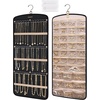 image:imageBAGSMART Hanging Jewelry Organizer Necklace Holder Antitangle Earrings Rings Hanger with 20 Jewelry Bags Travel Storage Roll with Pockets Hang on Closet Wall Door1 Piece Large BlackBlack