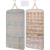image:imageBAGSMART Hanging Jewelry Organizer Necklace Holder Antitangle Earrings Rings Hanger with 20 Jewelry Bags Travel Storage Roll with Pockets Hang on Closet Wall Door1 Piece Large BlackGrey