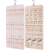 image:imageBAGSMART Hanging Jewelry Organizer Necklace Holder Antitangle Earrings Rings Hanger with 20 Jewelry Bags Travel Storage Roll with Pockets Hang on Closet Wall Door1 Piece Large BlackPink