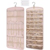 image:imageBAGSMART Hanging Jewelry Organizer Necklace Holder Antitangle Earrings Rings Hanger with 20 Jewelry Bags Travel Storage Roll with Pockets Hang on Closet Wall Door1 Piece Large BlackPink