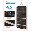 image:imageBAGSMART Hanging Jewelry Organizer Necklace Holder Antitangle Earrings Rings Hanger with 20 Jewelry Bags Travel Storage Roll with Pockets Hang on Closet Wall Door1 Piece Large BlackBlack