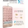 image:imageBAGSMART Hanging Jewelry Organizer Necklace Holder Antitangle Earrings Rings Hanger with 20 Jewelry Bags Travel Storage Roll with Pockets Hang on Closet Wall Door1 Piece Large BlackPink
