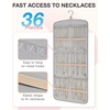 image:imageBAGSMART Hanging Jewelry Organizer Necklace Holder Antitangle Earrings Rings Hanger with 20 Jewelry Bags Travel Storage Roll with Pockets Hang on Closet Wall Door1 Piece Large BlackGrey