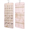 image:imageBAGSMART Hanging Jewelry Organizer Storage Roll with Hanger Metal Hooks DoubleSided Jewelry Holder for Earrings Necklaces Rings on Closet Wall Door 1 piece Large BlackPink