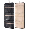 image:imageBAGSMART Hanging Jewelry Organizer Storage Roll with Hanger Metal Hooks DoubleSided Jewelry Holder for Earrings Necklaces Rings on Closet Wall Door 1 piece Large BlackBlack