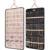 image:imageBAGSMART Hanging Jewelry Organizer Storage Roll with Hanger Metal Hooks DoubleSided Jewelry Holder for Earrings Necklaces Rings on Closet Wall Door 1 piece Large BlackBlack