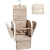 image:imageBAGSMART Hanging Travel Toiletry Bag Large Capacity Waterresistant Cosmetic Organizer with Handle for Brushes Accessories BlackBeige