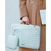 image:imageBAGSMART Laptop Case with Handle Puffy Padded Laptop Bag Sleeve for Women Portable MacBook AirPro Computer Case 1314 inch BeigeBlue