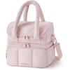 image:imageBAGSMART Lunch Bag Women Double Deck Insulated Lunch Box Quilted Puffer Lunch Tote Leakproof Durable amp Reusable Large Lunch Cooler For Work Picnic Travel Meal Prep Dark PinkPink