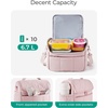 image:imageBAGSMART Lunch Bag Women Double Deck Insulated Lunch Box Quilted Puffer Lunch Tote Leakproof Durable amp Reusable Large Lunch Cooler For Work Picnic Travel Meal Prep Dark PinkBeige
