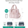 image:imageBAGSMART Lunch Bag Women Double Deck Insulated Lunch Box Quilted Puffer Lunch Tote Leakproof Durable amp Reusable Large Lunch Cooler For Work Picnic Travel Meal Prep Dark PinkBeige