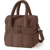 image:imageBAGSMART Lunch Bag Women Double Deck Insulated Lunch Box Quilted Puffer Lunch Tote Leakproof Durable amp Reusable Large Lunch Cooler For Work Picnic Travel Meal Prep Dark PinkCoffee Brown
