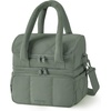 image:imageBAGSMART Lunch Bag Women Double Deck Insulated Lunch Box Quilted Puffer Lunch Tote Leakproof Durable amp Reusable Large Lunch Cooler For Work Picnic Travel Meal Prep Dark PinkOlive Green