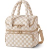 image:imageBAGSMART Lunch Bag Women Double Deck Insulated Lunch Box Quilted Puffer Lunch Tote Leakproof Durable amp Reusable Large Lunch Cooler For Work Picnic Travel Meal Prep Dark PinkPrintBrown Checkerboard