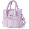 image:imageBAGSMART Lunch Bag Women Double Deck Insulated Lunch Box Quilted Puffer Lunch Tote Leakproof Durable amp Reusable Large Lunch Cooler For Work Picnic Travel Meal Prep Dark PinkLavender Purple