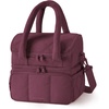 image:imageBAGSMART Lunch Bag Women Double Deck Insulated Lunch Box Quilted Puffer Lunch Tote Leakproof Durable amp Reusable Large Lunch Cooler For Work Picnic Travel Meal Prep Dark PinkWine Red