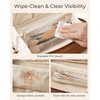 image:imageBAGSMART Makeup Bag Travel Cosmetic Bag Large Make Up Bag Flat Open Toiletry Bag for Women PU Leather Travel Essentials Organizer Case Wideopen Pouch Purse for Skincare Brushes Classic Brown37Sky Blue