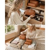 image:imageBAGSMART Makeup Bag Travel Cosmetic Bag Large Make Up Bag Flat Open Toiletry Bag for Women PU Leather Travel Essentials Organizer Case Wideopen Pouch Purse for Skincare Brushes Classic Brown33Nude Pink