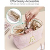 image:imageBAGSMART Makeup Bag Travel Toiletry Bag Puffy Padded Make Up Bags for Women Makeup Organizer Case Wideopen Pouch Purse Travel Essentials Toiletries Accessories Brushes Apricot Pink29Letter A