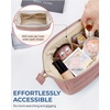 image:imageBAGSMART Makeup Bag Travel Toiletry Bag Puffy Padded Make Up Bags for Women Makeup Organizer Case Wideopen Pouch Purse Travel Essentials Toiletries Accessories Brushes Apricot Pink02Dusty Rose Pink