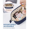image:imageBAGSMART Makeup Bag Travel Toiletry Bag Puffy Padded Make Up Bags for Women Makeup Organizer Case Wideopen Pouch Purse Travel Essentials Toiletries Accessories Brushes Apricot Pink07Navy Blue