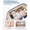 image:imageBAGSMART Makeup Bag Travel Toiletry Bag Puffy Padded Make Up Bags for Women Makeup Organizer Case Wideopen Pouch Purse Travel Essentials Toiletries Accessories Brushes Apricot Pink07Navy Blue