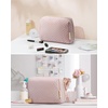 image:imageBAGSMART Puffy Makeup Bag Wide Opening Cosmetic Organizer Soft WaterResistant Travel Toiletry Pouch for Women for Purse Compact amp Spacious01Pink