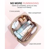 image:imageBAGSMART Puffy Makeup Bag Wide Opening Cosmetic Organizer Soft WaterResistant Travel Toiletry Pouch for Women for Purse Compact amp Spacious01Pink