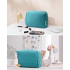 image:imageBAGSMART Puffy Makeup Bag Wide Opening Cosmetic Organizer Soft WaterResistant Travel Toiletry Pouch for Women for Purse Compact amp Spacious01Teal Blue