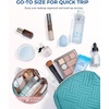 image:imageBAGSMART Puffy Makeup Bag Wide Opening Cosmetic Organizer Soft WaterResistant Travel Toiletry Pouch for Women for Purse Compact amp Spacious01Teal Blue
