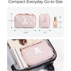 image:imageBAGSMART Puffy Makeup Bag Wide Opening Cosmetic Organizer Soft WaterResistant Travel Toiletry Pouch for Women for Purse Compact amp Spacious03InitialEPink
