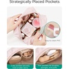 image:imageBAGSMART Puffy Makeup Bag Wide Opening Cosmetic Organizer Soft WaterResistant Travel Toiletry Pouch for Women for Purse Compact amp Spacious03InitialEPink