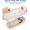 image:imageBAGSMART Small Makeup Bag Elegant Cosmetic Pouch with Tassel Soft WaterResistant Travel Organizer for Women Cosmetics amp Everyday Essentials PinkABeige