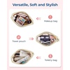 image:imageBAGSMART Small Makeup Bag Elegant Cosmetic Pouch with Tassel Soft WaterResistant Travel Organizer for Women Cosmetics amp Everyday Essentials PinkABeige