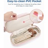image:imageBAGSMART Small Makeup Bag Elegant Cosmetic Pouch with Tassel Soft WaterResistant Travel Organizer for Women Cosmetics amp Everyday Essentials PinkAPink