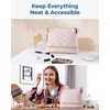 image:imageBAGSMART Small Makeup Bag Elegant Cosmetic Pouch with Tassel Soft WaterResistant Travel Organizer for Women Cosmetics amp Everyday Essentials PinkAPink