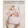 image:imageBAGSMART Small Makeup Bag Elegant Cosmetic Pouch with Tassel Soft WaterResistant Travel Organizer for Women Cosmetics amp Everyday Essentials PinkInitialC