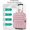image:imageBAGSMART Small Underseat Carry on Luggage with Wheels 16 inch Small Under Seat Luggage Lightweight Travel Suitcase for Women Navy BluePink