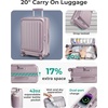 image:imageBAGSMART Top Opening Carry On Luggage 22x14x9 Airline Approved with TSA Lock Expandable 20 Inch Deep Compartment Hard Shell Suitcases with Double Spinner Wheels PurplePurple