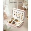 image:imageBAGSMART Travel Jewelry Box Small PU Leather Jewelry Organizer Portable Double Layer Case for Necklaces Rings Earrings Bracelets PinkBlack