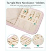 image:imageBAGSMART Travel Jewelry Case Organizer Roll Foldable Jewelry Case for JourneyRings Necklaces Earrings Bracelets Brooches Portable Travel Essentials PinkBeige